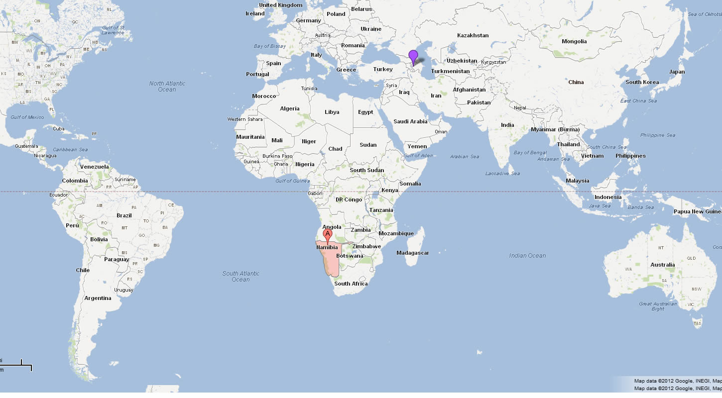 carte du namibie monde